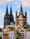 View of Cologne Old City and Cologne cathedral Royalty Free Stock Photo