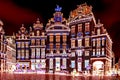 View in color negative with facade of the Guilds of Brussels, Be Royalty Free Stock Photo