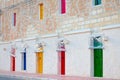 View of colored doors characteristics of the Marsaxlokk fish market, Gozo, Malta Royalty Free Stock Photo