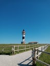 view of the colored lighthouse of Ajo from the cliff of Ajo Royalty Free Stock Photo