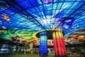 View of the colorful artwork in a metro station in Kaohsiung, Taiwan