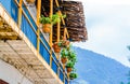 View on colorful balcony in front of colonial buildings of Jardin, Colombia