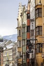 View of colorful facades of historic tenement houses located on Herzog-Friedrich street, Innsbruck, Austria Royalty Free Stock Photo