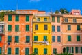 view of colorful facades of houses in vernazza village, cinque terre, italy....IMAGE Royalty Free Stock Photo
