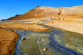 The colorful ground at Namafjall Hverir geothermal area near Lake Myvatn, Iceland