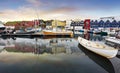 View of a colorful harbour in torshavn\'s historic tinganes district