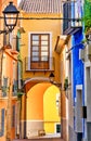 View of colorful homes in the Mediterranean town of Villajoyosa in southern Spain.