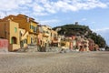 A view of the colorful houses and the beach of the village of Varigotti, in the province of Savona. Royalty Free Stock Photo