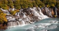 View of Hraunfossar Waterfall, Iceland Royalty Free Stock Photo