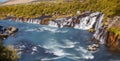 View of Hraunfossar Waterfall, Iceland