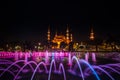 View of colorful night view of the Blue Mosque . Istanbul. Turkey. Royalty Free Stock Photo