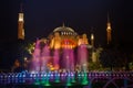 View of colorful night view of the Hagia Sophia. Istanbul. Turkey. Royalty Free Stock Photo