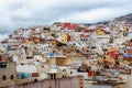 View of the colorful old buildings of Tetouan Medina quarter in Northern Morocco. A medina is typically walled, with many narrow Royalty Free Stock Photo