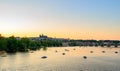 View of colorful old town, Charles bridge, Prague castle with river Vltava, Czech Republic Royalty Free Stock Photo