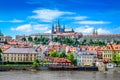 View of colorful old town and Prague castle Royalty Free Stock Photo