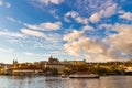 View of colorful old town and Prague castle with river Vltava, Czech Republic Royalty Free Stock Photo