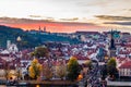 View of colorful old town and Prague castle with river Vltava, Czech Republic Royalty Free Stock Photo