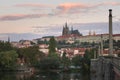 View of colorful old town and Prague castle with river Vltava Royalty Free Stock Photo