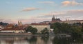 View of colorful old town and Prague castle with river Vltava Royalty Free Stock Photo