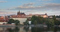 View of colorful old town and Prague castle with river Vltava Royalty Free Stock Photo