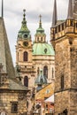 View of colorful old town in Prague taken from Charles bridge, Czech Republic Royalty Free Stock Photo