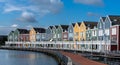 View of the colorful rainbow houses and lake in Houten