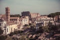 View of Colosseo from Palatino Hill. Rome. Italy. Warm colors