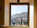 View of the Colosseum from a Cafe during the day in the morning