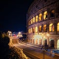 View of the Colosseum by night in Rome, Italy Royalty Free Stock Photo