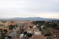 View of Colosseum and Roman Forum in Rome, Ilaly from monument of Vittorio Emanuele Vittoriano observation deck. Rome cityscape Royalty Free Stock Photo