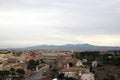 View of Colosseum and Roman Forum in Rome, Ilaly from monument of Vittorio Emanuele Vittoriano observation deck. Rome cityscape Royalty Free Stock Photo