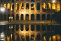 View of the Colosseum in Rome on a beautiful night in Italy Royalty Free Stock Photo