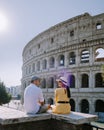 View of Colosseum in Rome and morning sun, Italy, Europe Royalty Free Stock Photo