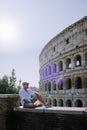 View of Colosseum in Rome and morning sun, Italy, Europe Royalty Free Stock Photo