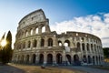 View of the Colosseum in Rome and morning sun, Italy Royalty Free Stock Photo