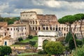 Colosseum and Ruins of Roman Forum. Arch of Titus and others. Rome. Italy Royalty Free Stock Photo