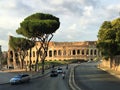 The Colosseum behind Via Celio Vibenna