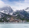 A view of the colouful sides of Glacier Bay, Alaska