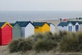 Colourful beach huts on the english coast Royalty Free Stock Photo