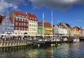 A view of the colourful buildings on the waterfront at Nyhavn, Copenhagen, Denmark. Royalty Free Stock Photo