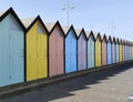 Colourful Painted Beach Huts, South Beach, Kirkley, Lowestoft, Suffolk, England, UK Royalty Free Stock Photo