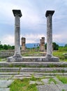 View between columnt of Basilica II christian temple ruins Royalty Free Stock Photo