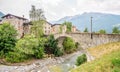 View at the Combo bridge over Adda river in Bormio - Italy Royalty Free Stock Photo