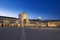 View of the Commerce Square Praca do Comercio and the Rua Augusta triumphal arch, in the city of Lisbon