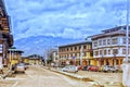 View of Commercial area ' s Haa city in Bhutan during spring season