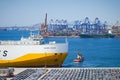 View of the Commercial port in Keratsini, Piraeus - Greece. Royalty Free Stock Photo