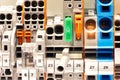 View of communication port module on PLC unit in control box of automation machine Royalty Free Stock Photo