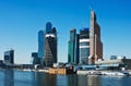 View of the complex modern skyscrapers Moscow City