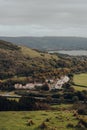 View of a Compton Bishop village from Mendip Hills, UK