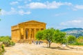 View of the Concordia temple in the Valley of temples near Agrigento in Sicily, Italy Royalty Free Stock Photo